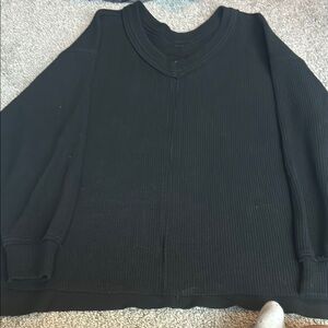 Aerie Black V-Neck Sweater Relaxed Fit Knit